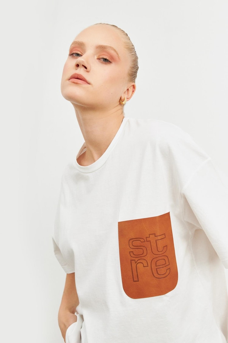 Ekru 2YD4CTS0317 T-SHIRT Kadın T-Shirt modelleri