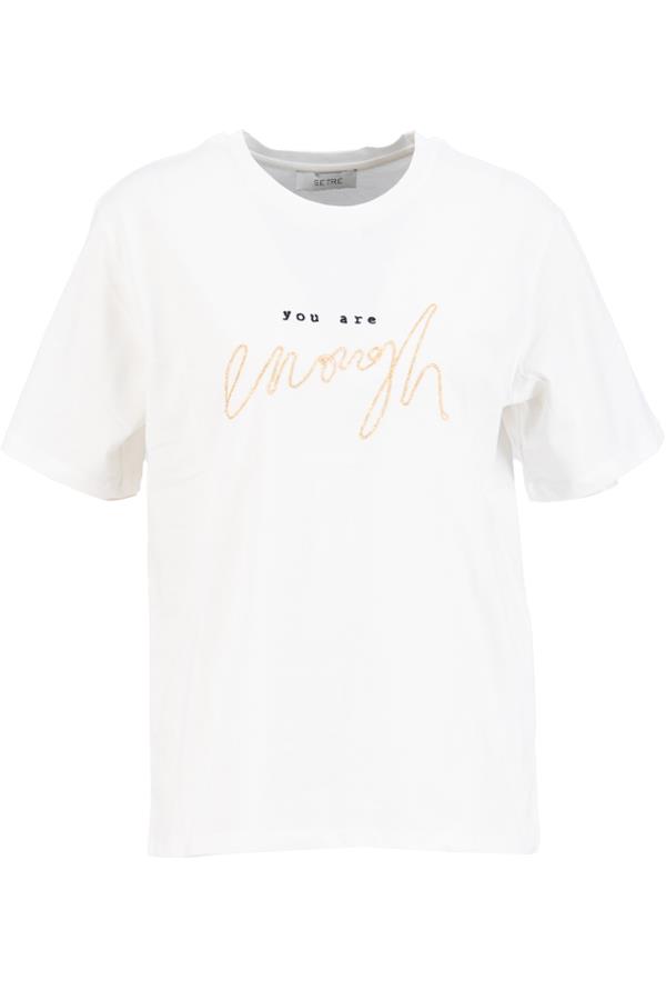 Ekru Baskı Detaylı Bisiklet Yaka T-Shirt Kadın T-Shirt modelleri