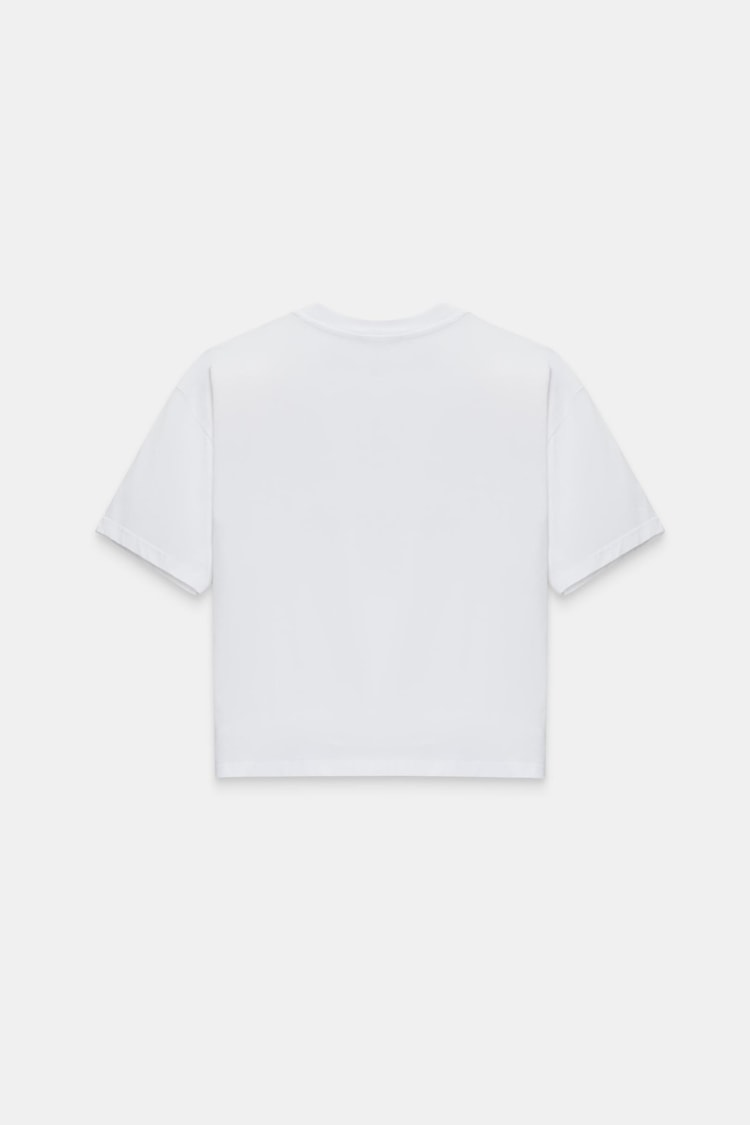 Ekru Baskı Detaylı Bisiklet Yaka Kısa Kollu T-Shirt Kadın T-Shirt modelleri