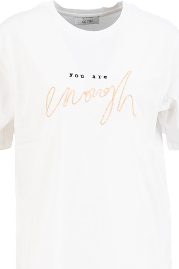 Ekru Baskı Detaylı Bisiklet Yaka T-Shirt Kadın T-Shirt modelleri