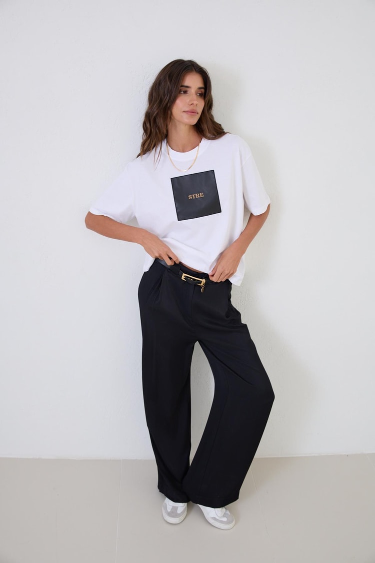Ekru Baskı Detaylı Bisiklet Yaka Kısa Kollu T-Shirt Kadın T-Shirt modelleri