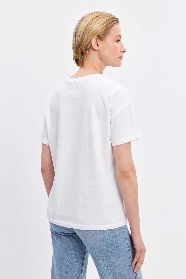 Ekru Baskı Detaylı Kısa Kollu T-Shirt Kadın Kategorisiz modelleri