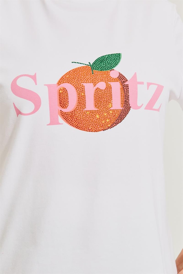 Ekru Baskılı Kısa Kollu T-Shirt Kadın Kategorisiz modelleri