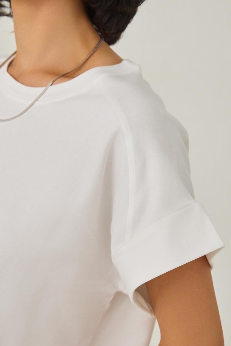 Ekru Bisiklet Yaka Kısa Kollu T-Shirt Kadın Kategorisiz modelleri