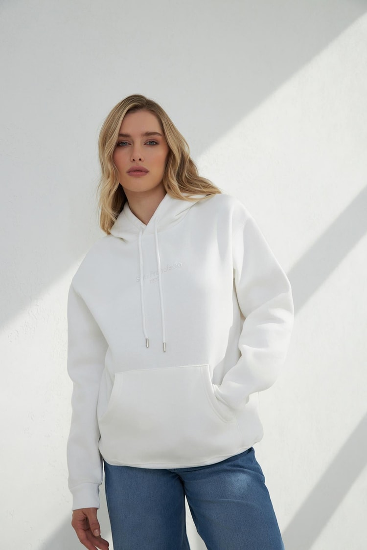 Ekru Cep Ve Kapşon Detaylı Sweat Shirt Kadın Kategorisiz modelleri