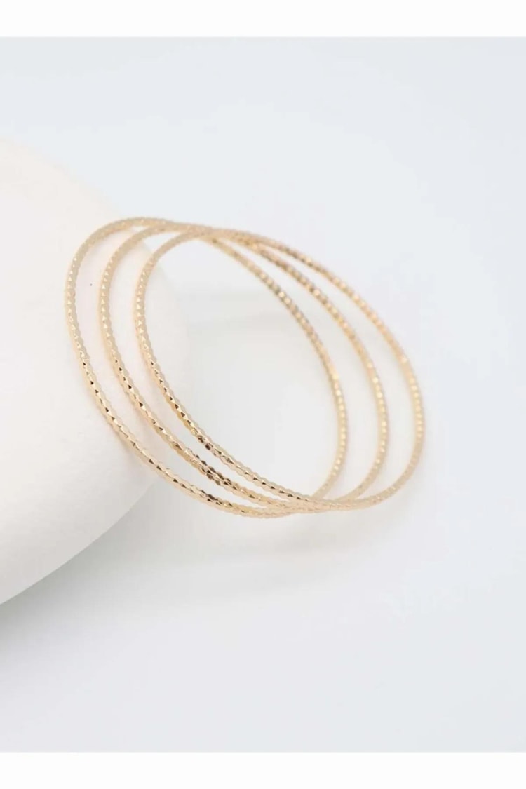 Ekru Desenli 3 Lü Rose Gold Ajda Bilezik 60mm Kadın Kategorisiz modelleri