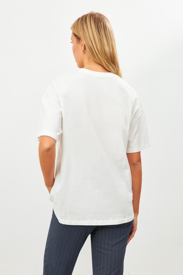 Ekru Düz Basic Bisiklet Yaka T-Shirt Kadın T-Shirt modelleri