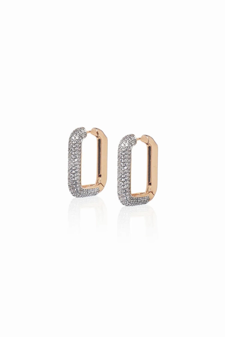 Ekru Gömme Taşlı Rose Gold Kare Halka Küpe 20mm Kadın Kategorisiz modelleri