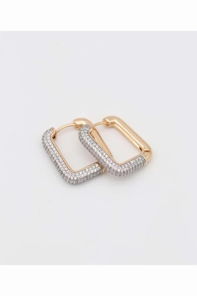 Ekru Gömme Taşlı Rose Gold Kare Halka Küpe 20mm Kadın Kategorisiz modelleri
