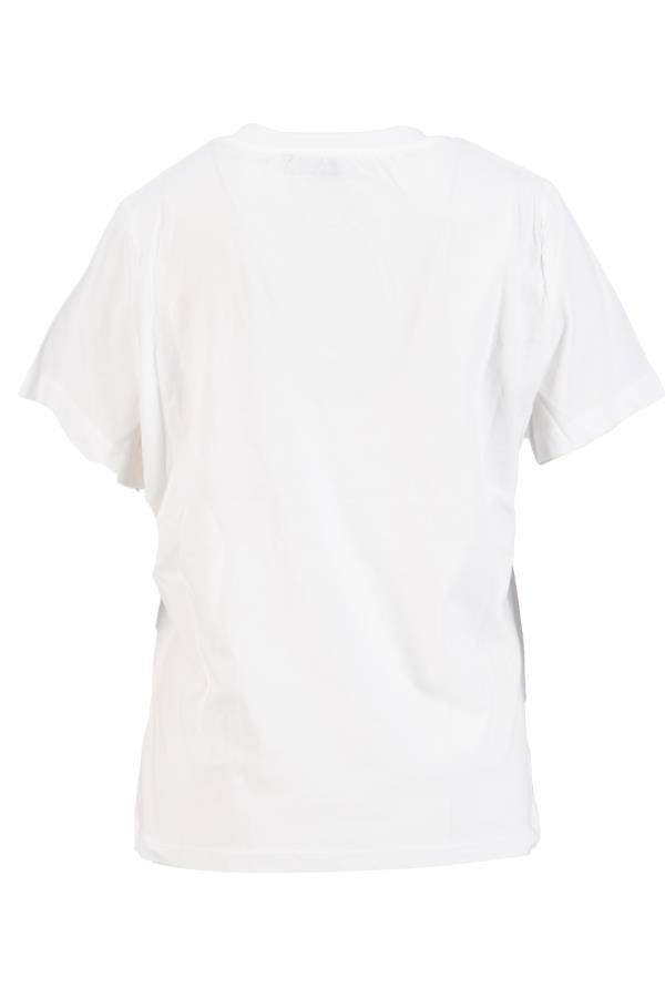 Ekru-Kırmızı Gül Ve Baskı Detaylı T-Shirt Kadın T-Shirt modelleri