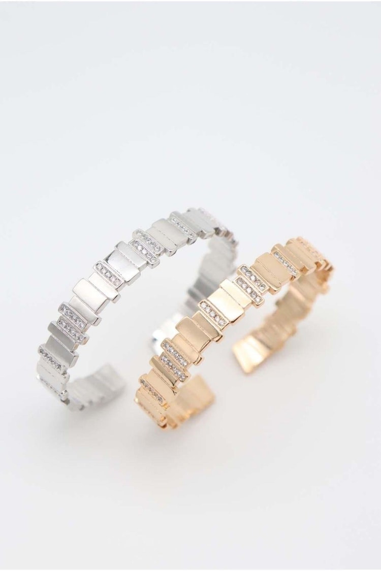 Ekru Model Asimetrik Plaka Zirkon Taş Detaylı Rose Gold Çelik Kelepçe Bileklik Kadın Kategorisiz modelleri