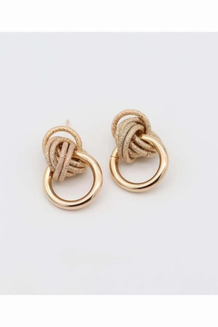 Ekru Rose Gold Simli İç İçe Halka Geçmeli Sarmal Vıp Sallantılı Küpe 25mm Kadın Kategorisiz modelleri