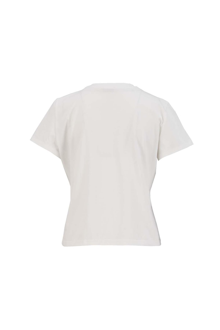 Ekru Simli Bisiklet Yaka Tişört Kadın T-Shirt modelleri