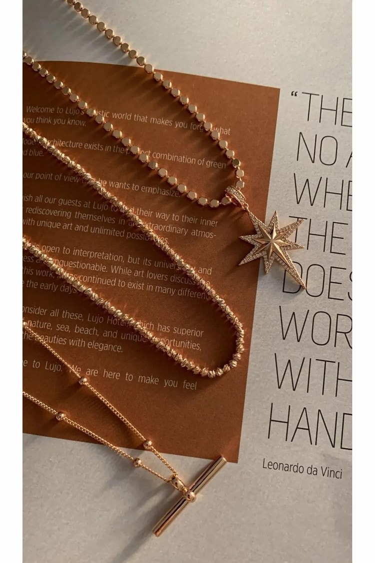 Ekru Taşlı Kutup Yıldızı Rose Gold Vıp Charm Kolye Bileklik Ucu Kadın Kategorisiz modelleri