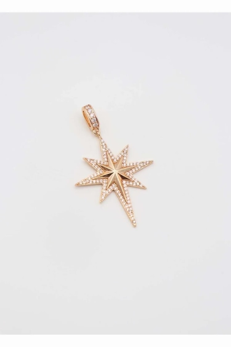 Ekru Taşlı Kutup Yıldızı Rose Gold Vıp Charm Kolye Bileklik Ucu Kadın Kategorisiz modelleri