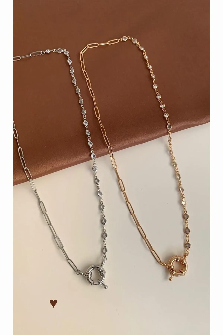 Ekru Tek Tarafı Taş Detaylı Dümen Kilitli Rose Gold Vıp Kolye Kadın Kategorisiz modelleri