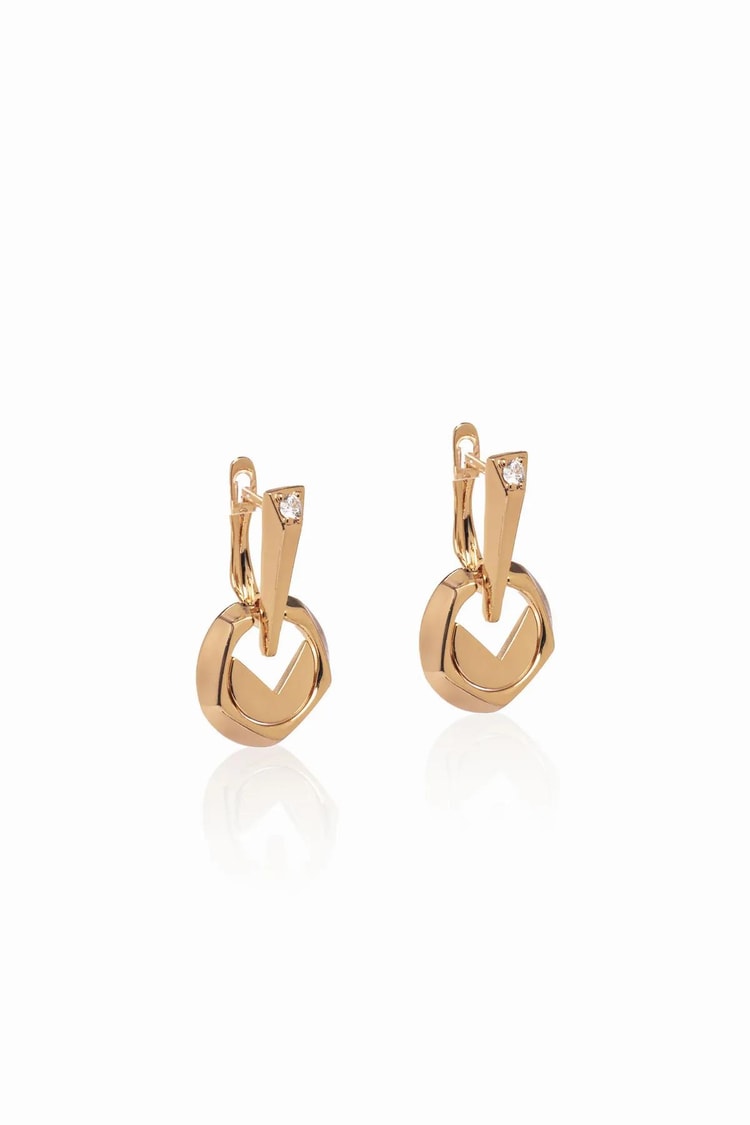 Ekru Tek Taş Detaylı Rose Gold Sallantılı Dangle Vıp Küpe 25mm Kadın Kategorisiz modelleri