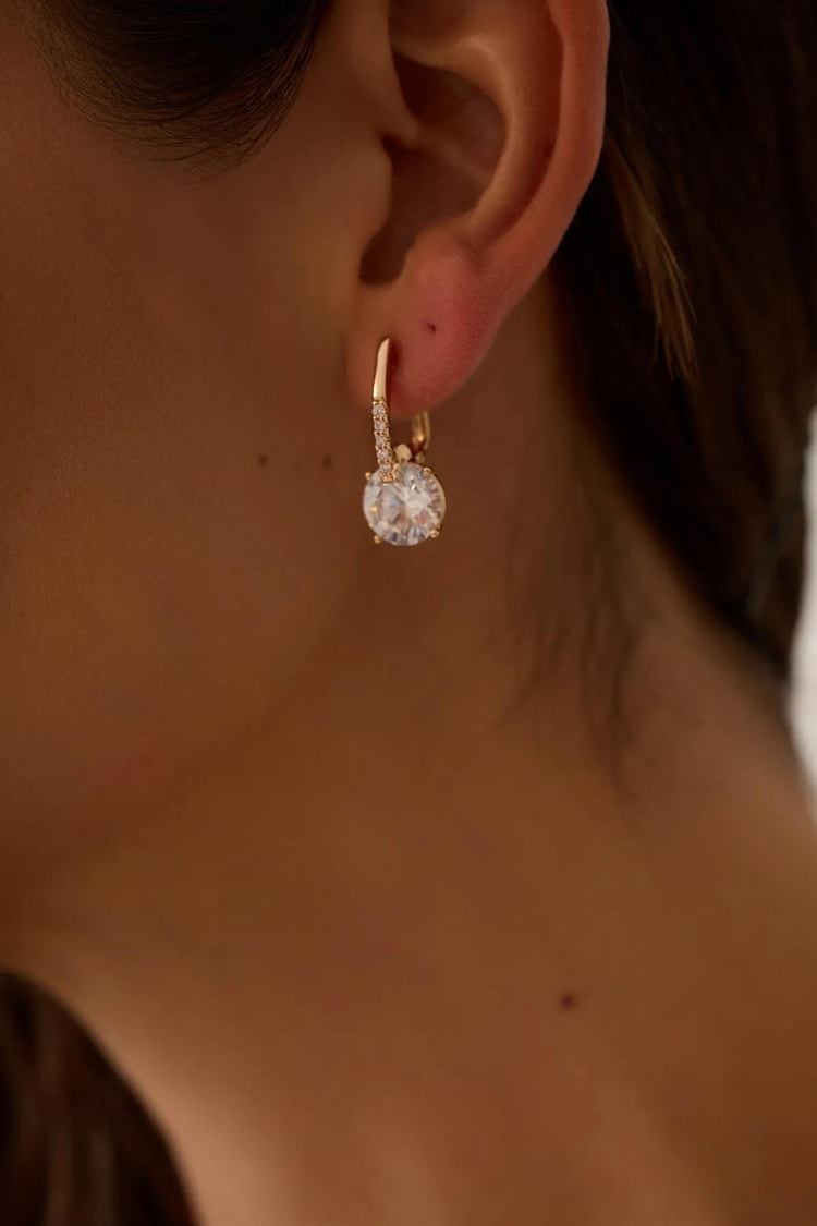 Ekru Tek Taş Rose Gold Çelik Halka Küpe Kadın Kategorisiz modelleri