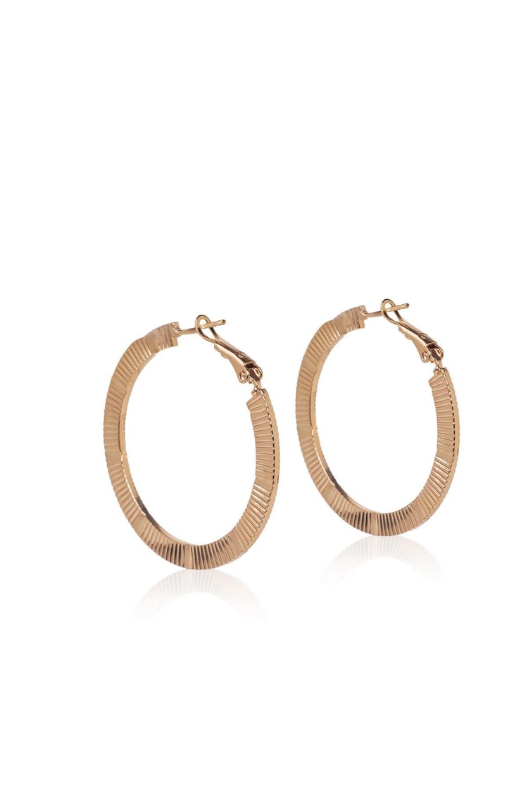 Ekru Tırtık Detaylı Rose Gold Yassı Halka Küpe 40mm Kadın Kategorisiz modelleri