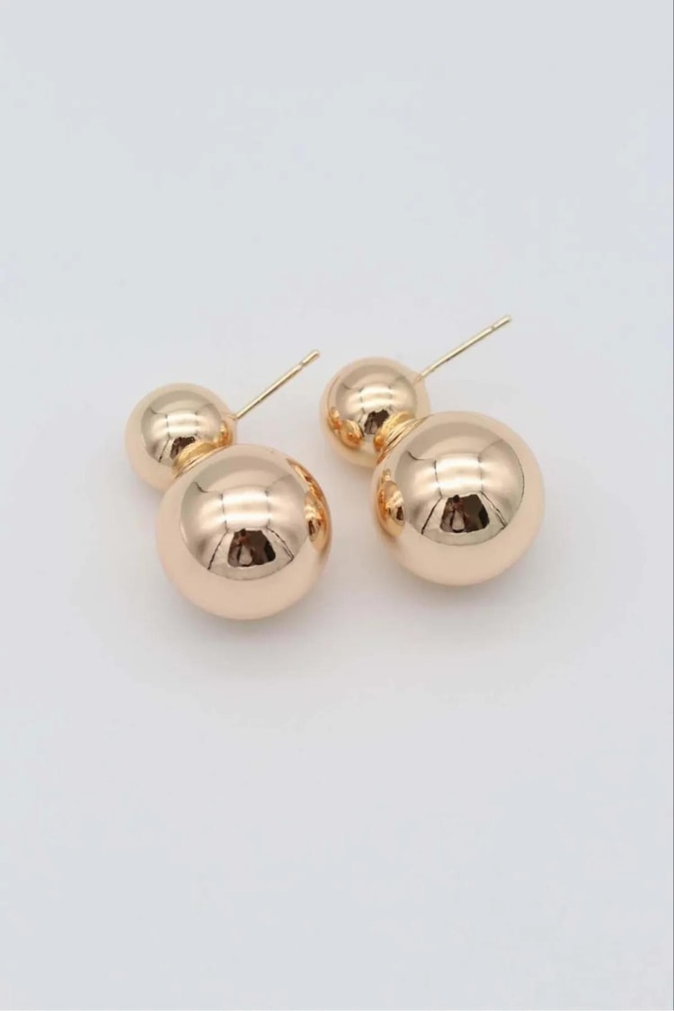 Ekru Vıp Model Rose Gold Çift Top Küpe Kadın Kategorisiz modelleri