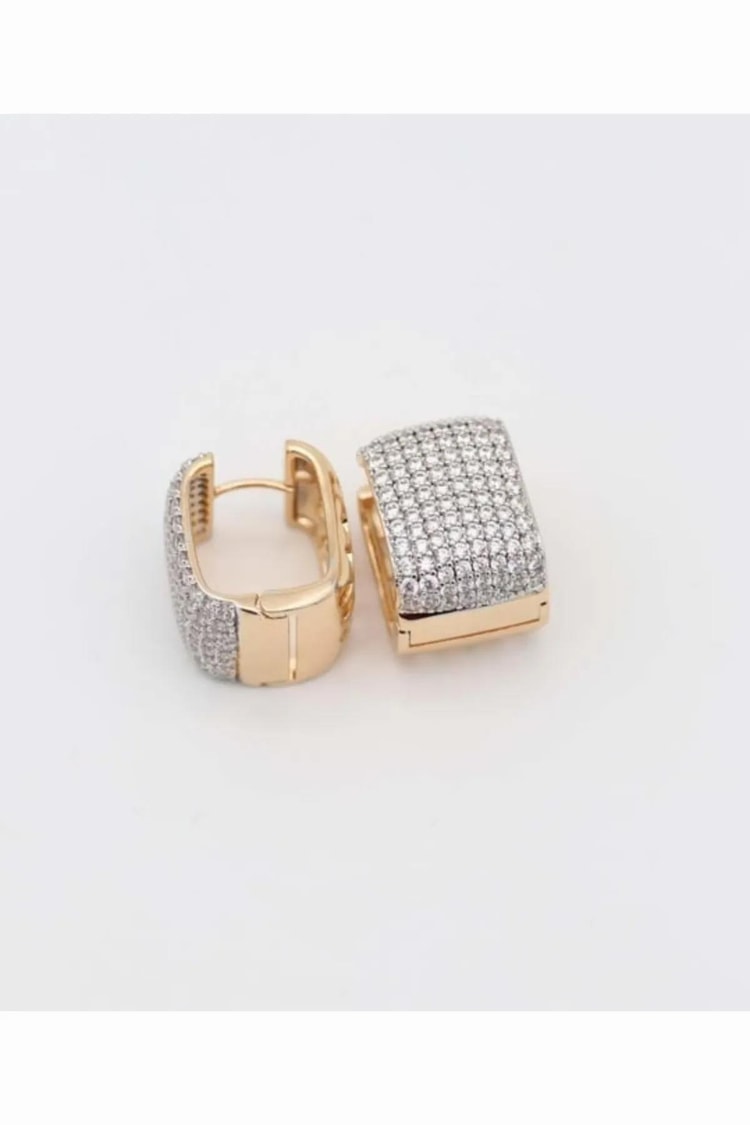 Ekru Vıp Seri 8 Sıra Zirkon Taşlı Rose Gold Halka Küpe 17mm Kadın Kategorisiz modelleri