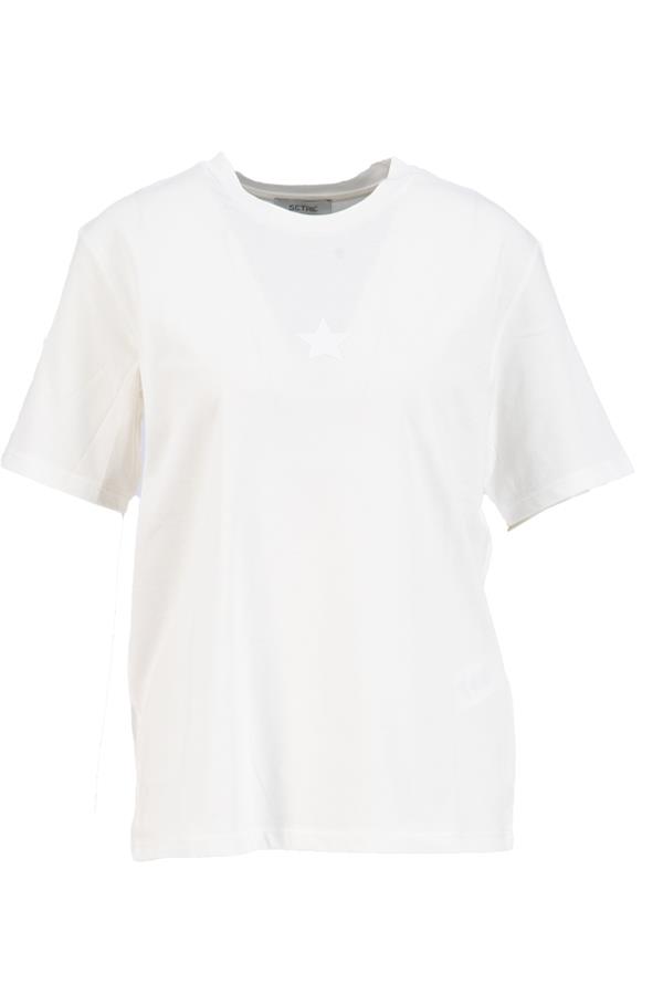 Ekru Yıldız Detaylı Basic T-Shirt Kadın T-Shirt modelleri