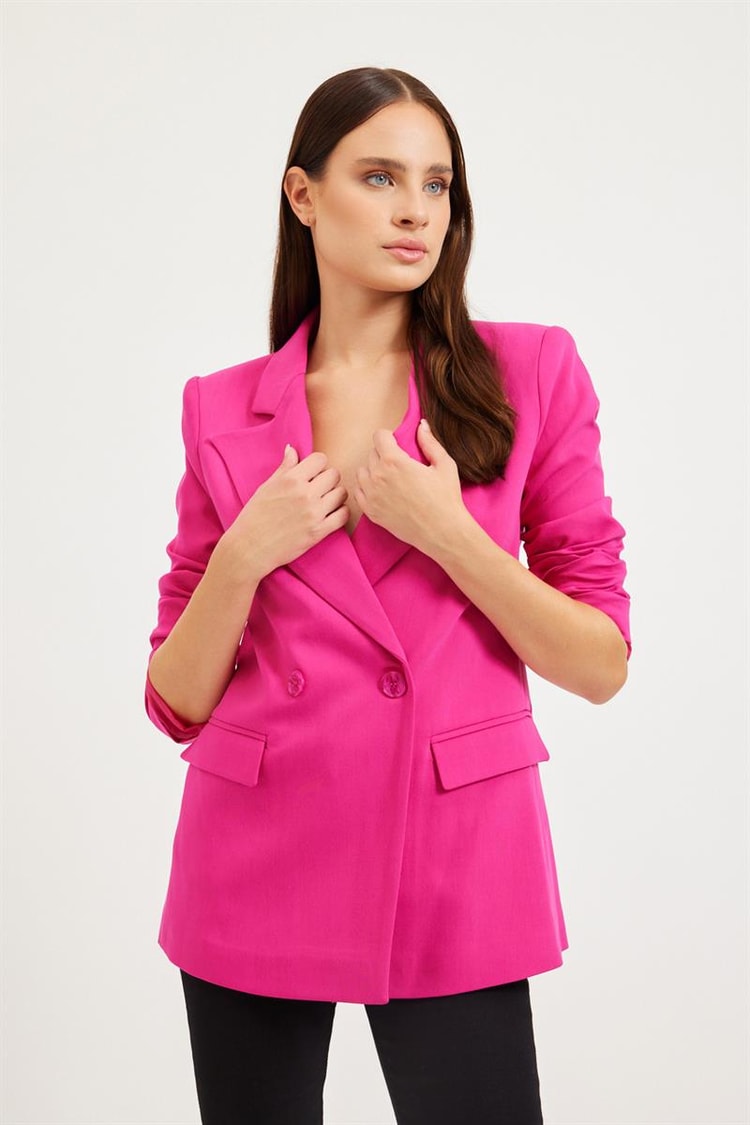 Fuşya Cep Detaylı Blazer Ceket Kadın Ceket modelleri
