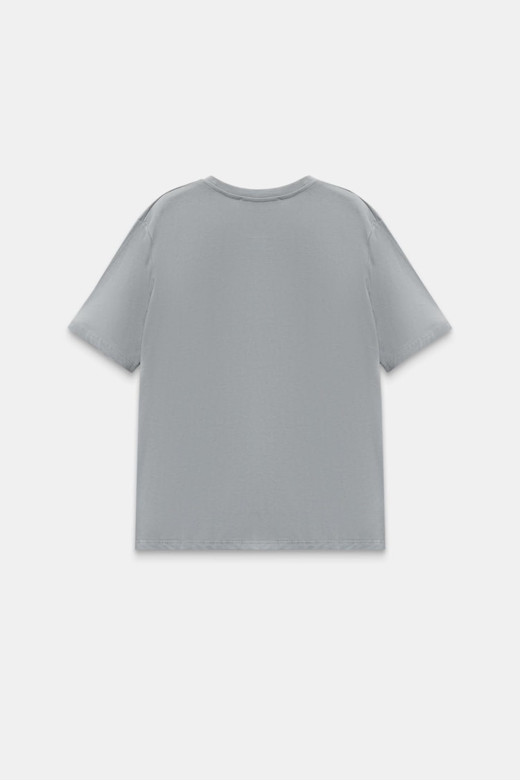 Gri Bisiklet Yaka Düz T-Shirt Kadın T-Shirt modelleri
