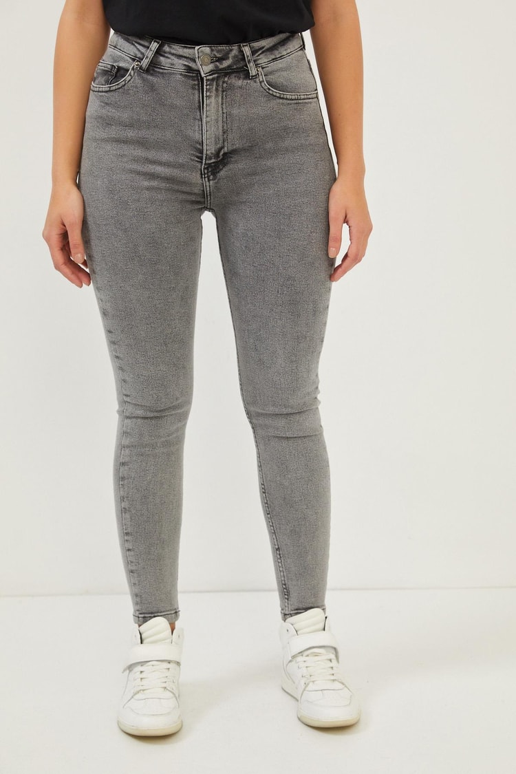 Gri Yüksek Bel Skinny Jean Kadın Jean modelleri