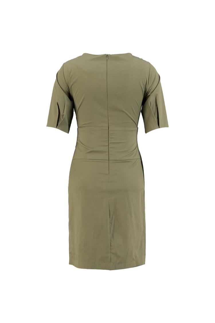 Khaki V-Neck Fitted Lined Half Sleeve Maxi Length Floral Pattern Dress Kadın Dresses & Evening Dresses modelleri
