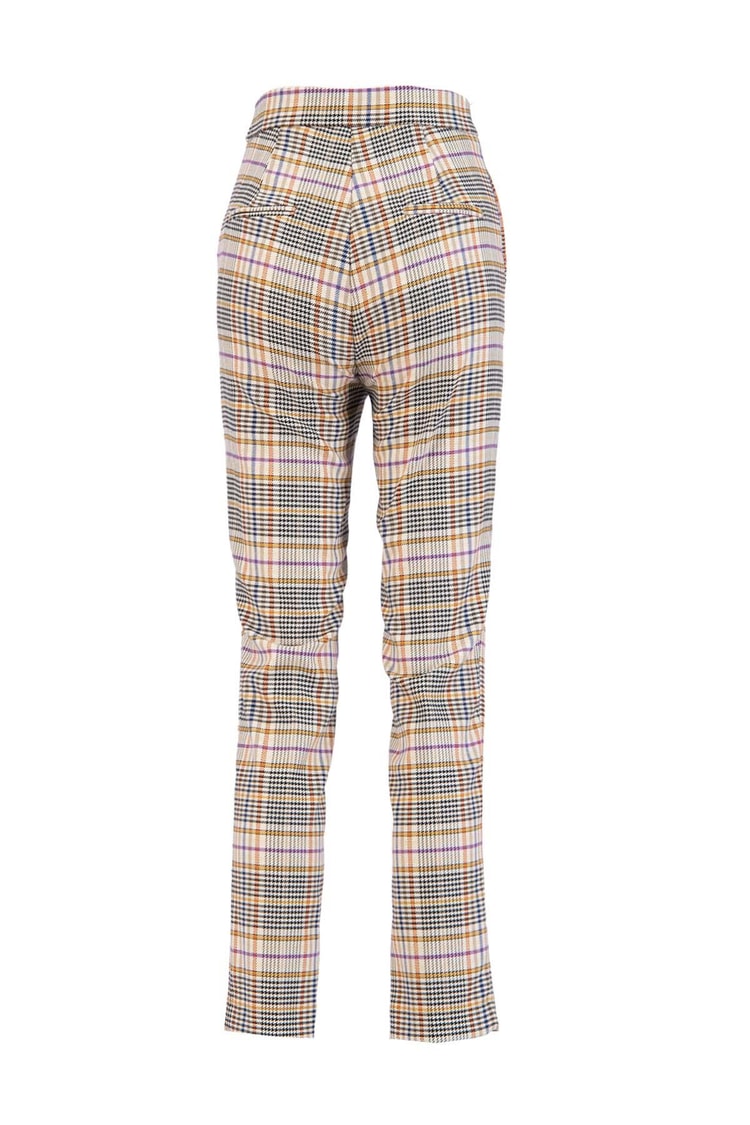 Hardal Boru Paça Normal Bel Ekoseli Pantolon Kadın Pantolon modelleri