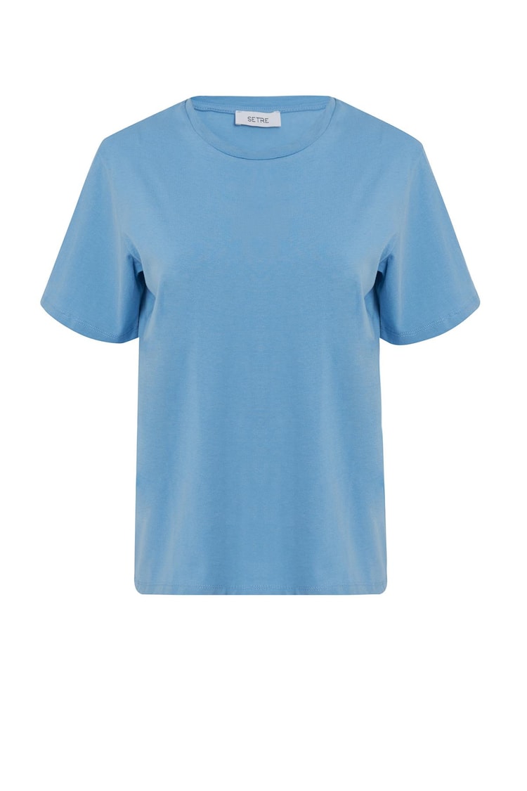 İndigo Bisiklet Yaka Düz T-Shirt Kadın Kategorisiz modelleri