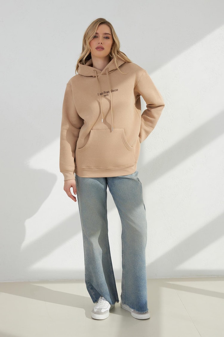 Kahve Cep Ve Kapşon Detaylı Sweat Shirt Kadın Kategorisiz modelleri