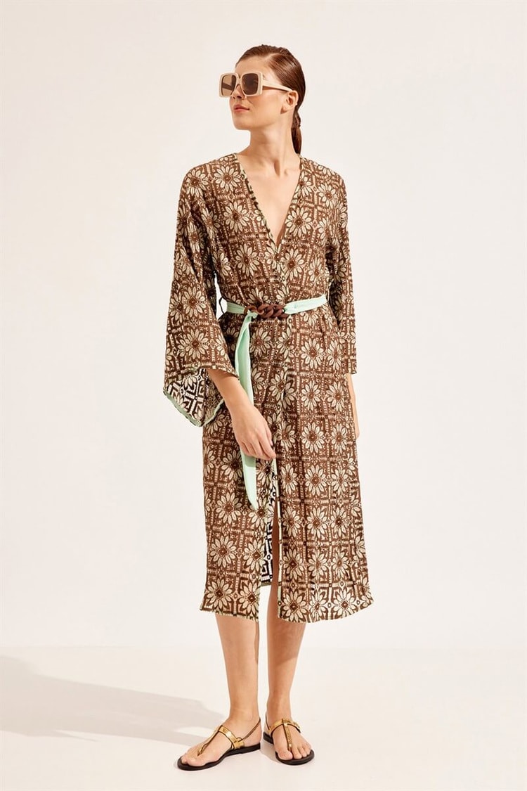 Kahverengi 1YI2CKİ0012 KİMONO Kadın Kimono modelleri