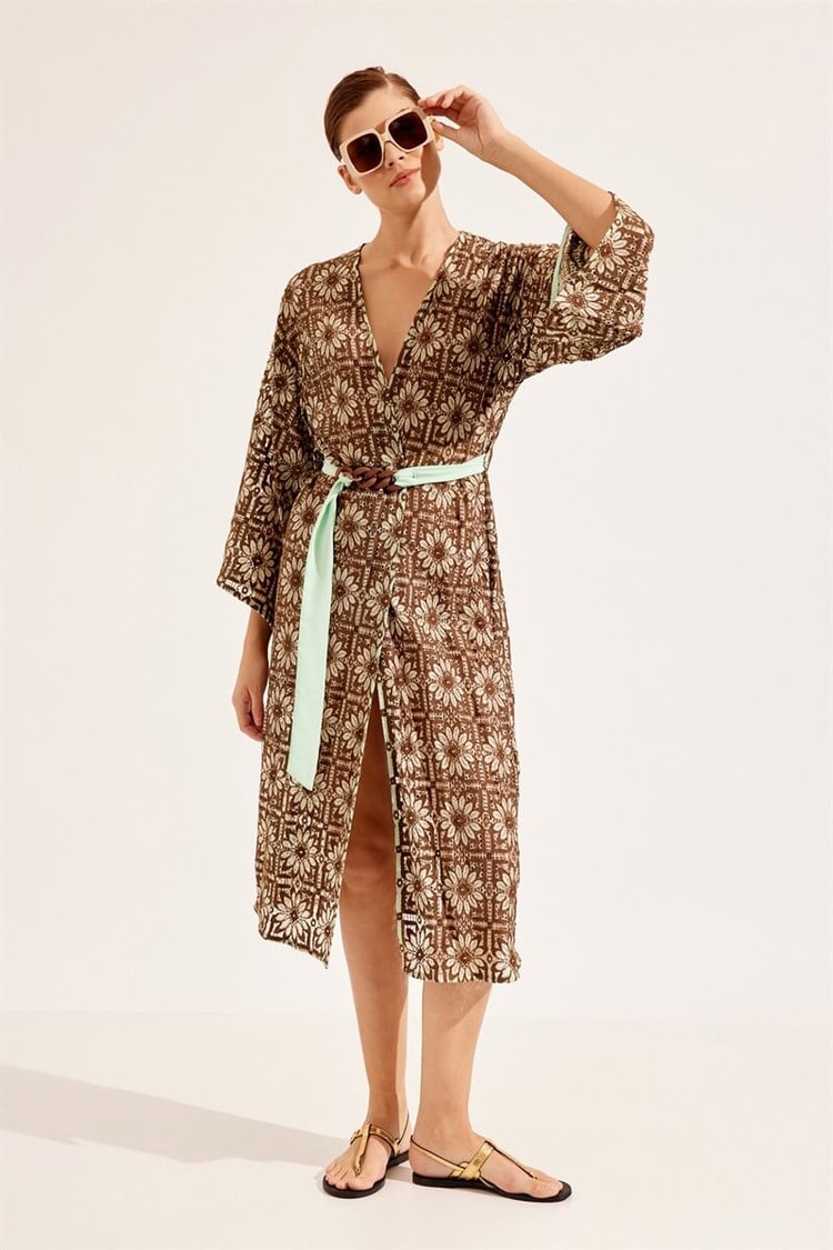 Kahverengi 1YI2CKİ0012 KİMONO Kadın Kimono modelleri