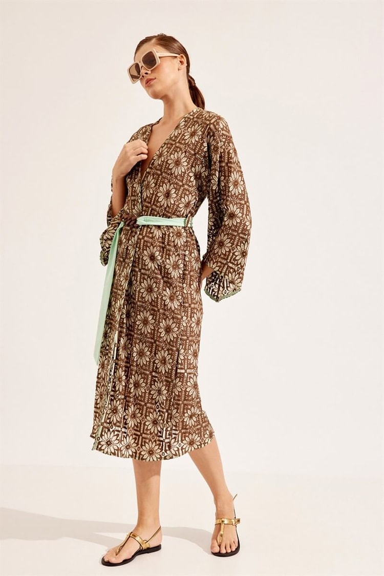 Kahverengi 1YI2CKİ0012 KİMONO Kadın Kimono modelleri