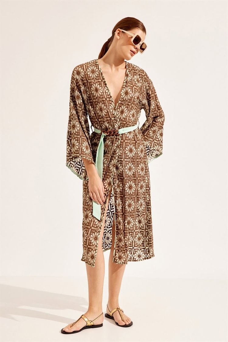 Kahverengi 1YI2CKİ0012 KİMONO Kadın Kimono modelleri