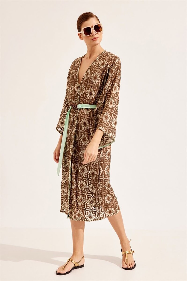 Kahverengi 1YI2CKİ0012 KİMONO Kadın Kimono modelleri