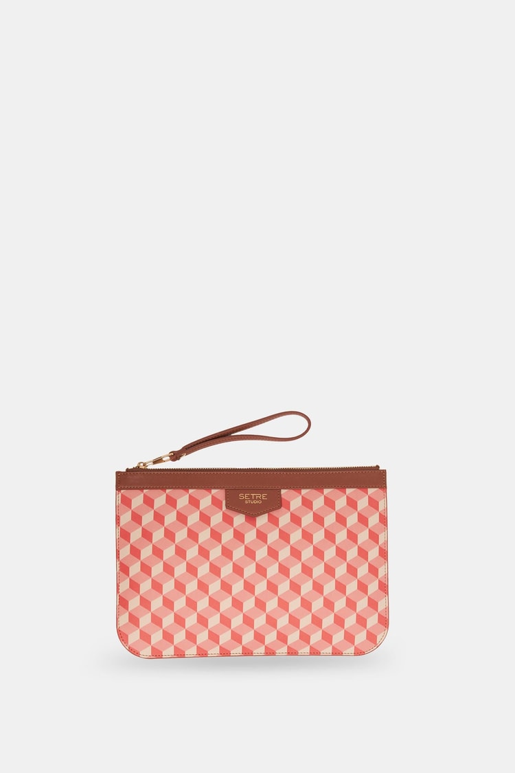 Kırmızı Geometrik Desen Clutch Çanta Kadın Çanta modelleri