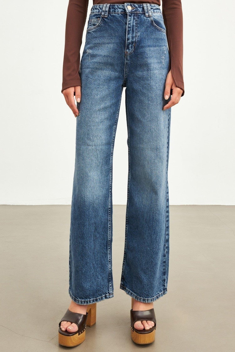 Koyu Mavi 2YD4CPN0962 KOT PANTOLON Kadın Jean modelleri