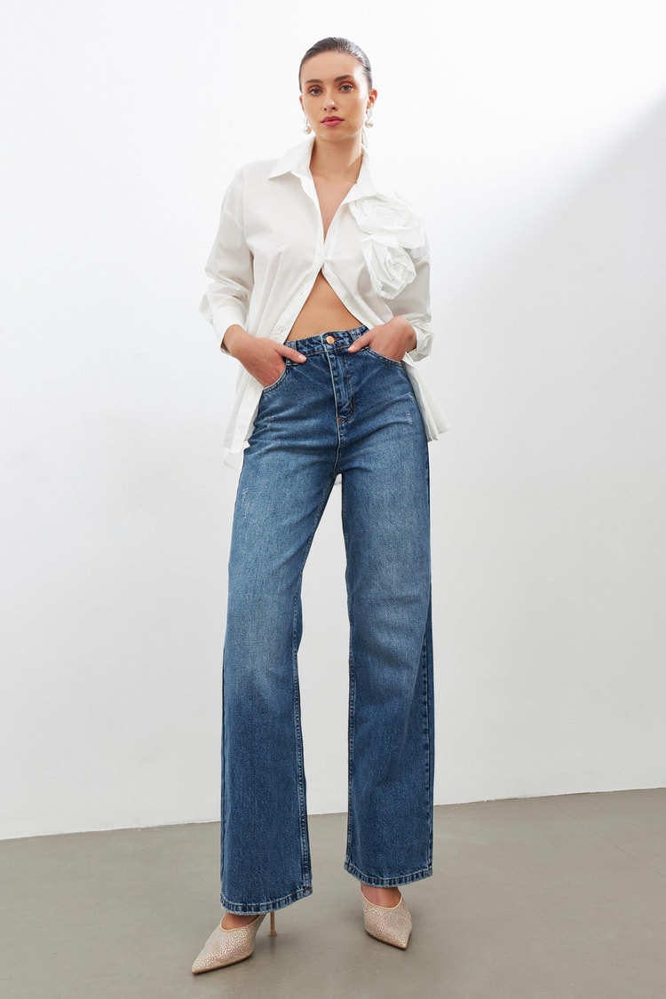 Koyu Mavi 2YD4CPN0962 KOT PANTOLON Kadın Jean modelleri