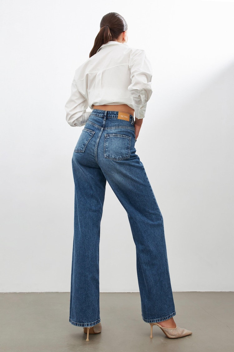 Koyu Mavi 2YD4CPN0962 KOT PANTOLON Kadın Jean modelleri