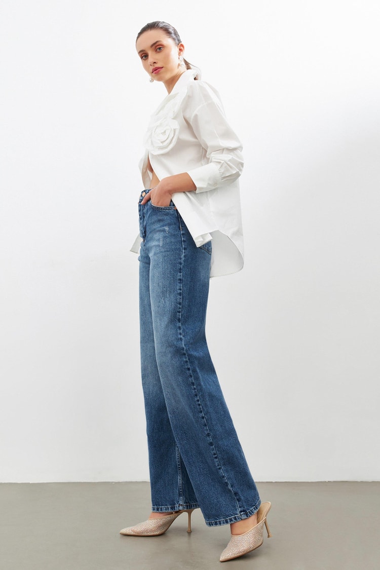 Koyu Mavi 2YD4CPN0962 KOT PANTOLON Kadın Jean modelleri