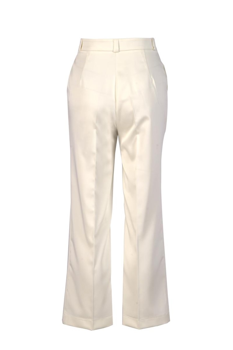 Krem Boru Paça Pantolon Kadın Pantolon modelleri