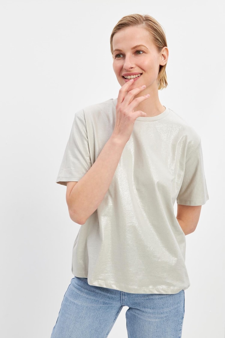 Kül Bisiklet Yaka Basic T-Shirt Kadın Kategorisiz modelleri