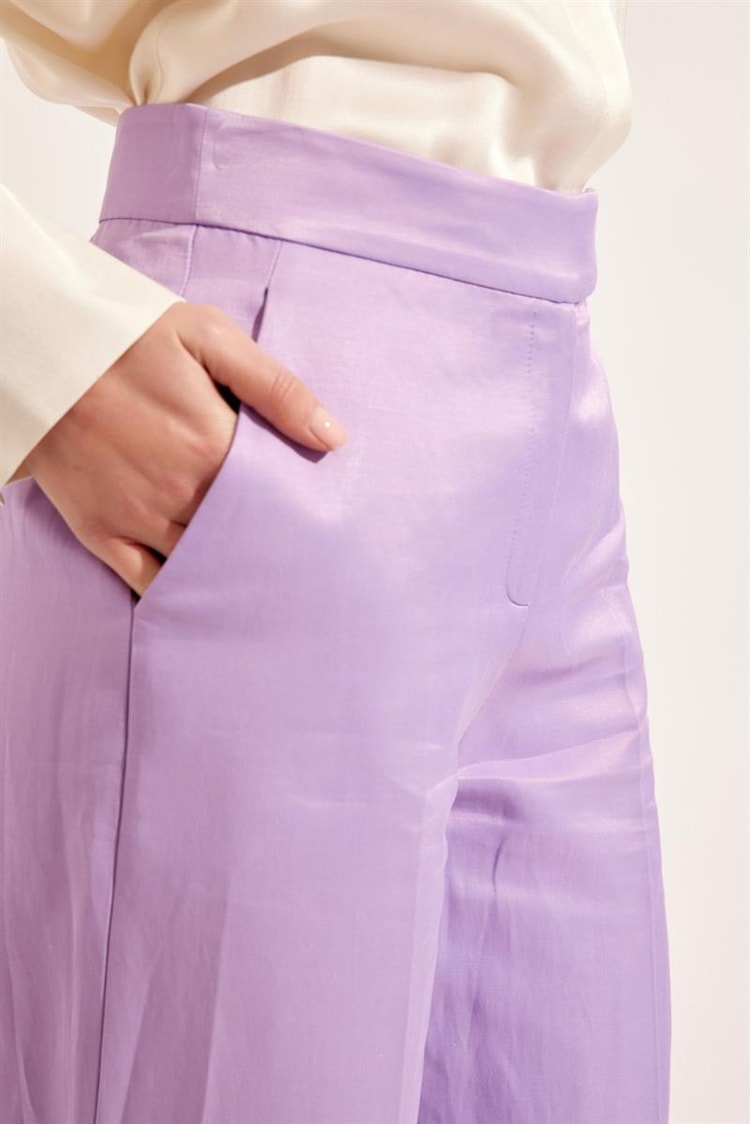 Lila Bol Kesim Cep Detaylı Pantalon Kadın Pantolon modelleri