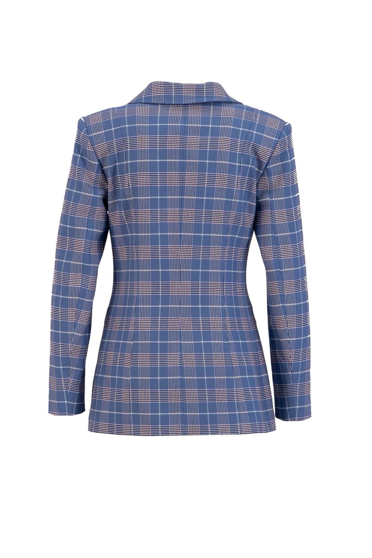 Mavi Çizgi Desenli Blazer Ceket Kadın Ceket modelleri