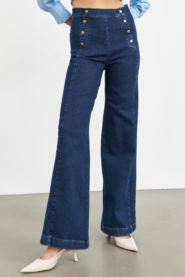 Mavi Düğme Detaylı Jeans Kadın Kategorisiz modelleri