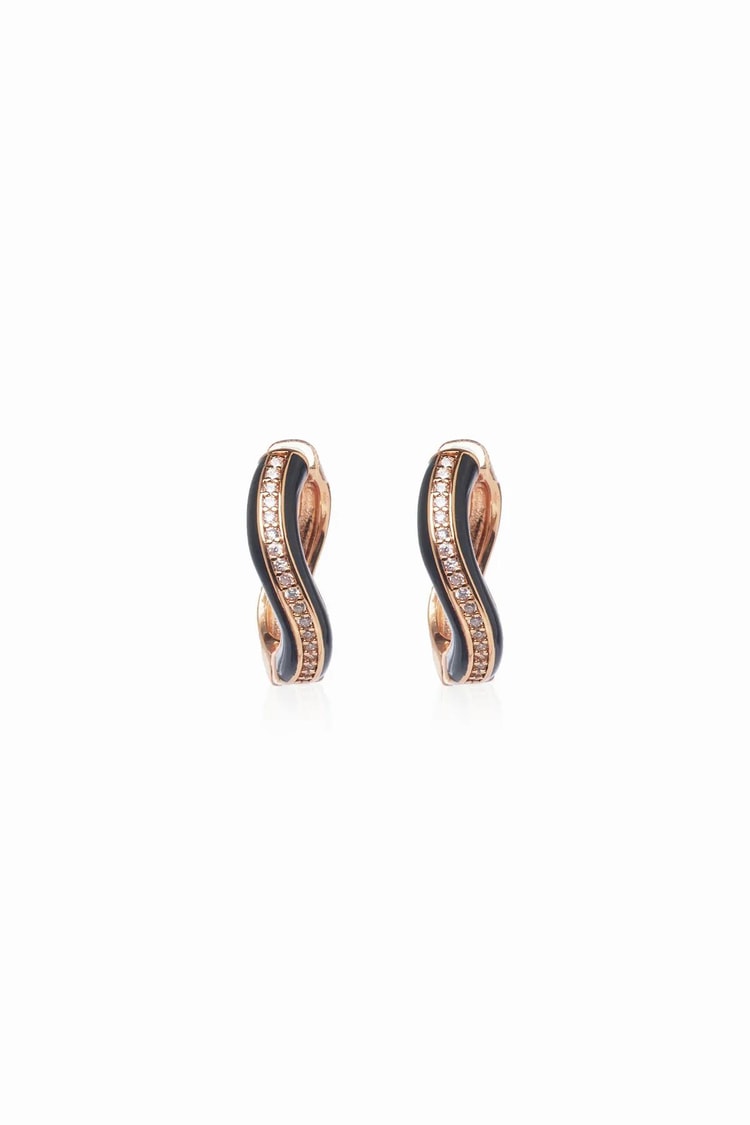Mavi Gri Vıp Seri Rose Gold Kaplama Siyah Mineli Taşlı Halka Küpe Kadın Kategorisiz modelleri
