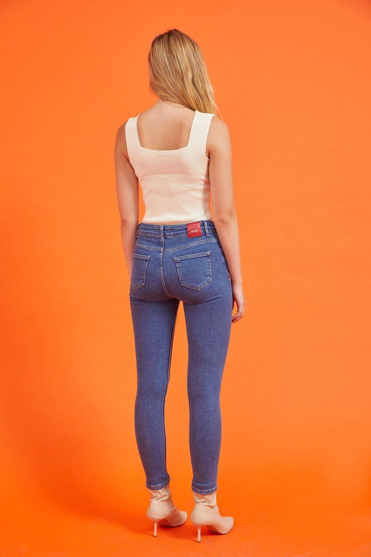 Mavi Yüksek Bel Skinny Jean Kadın Jean modelleri
